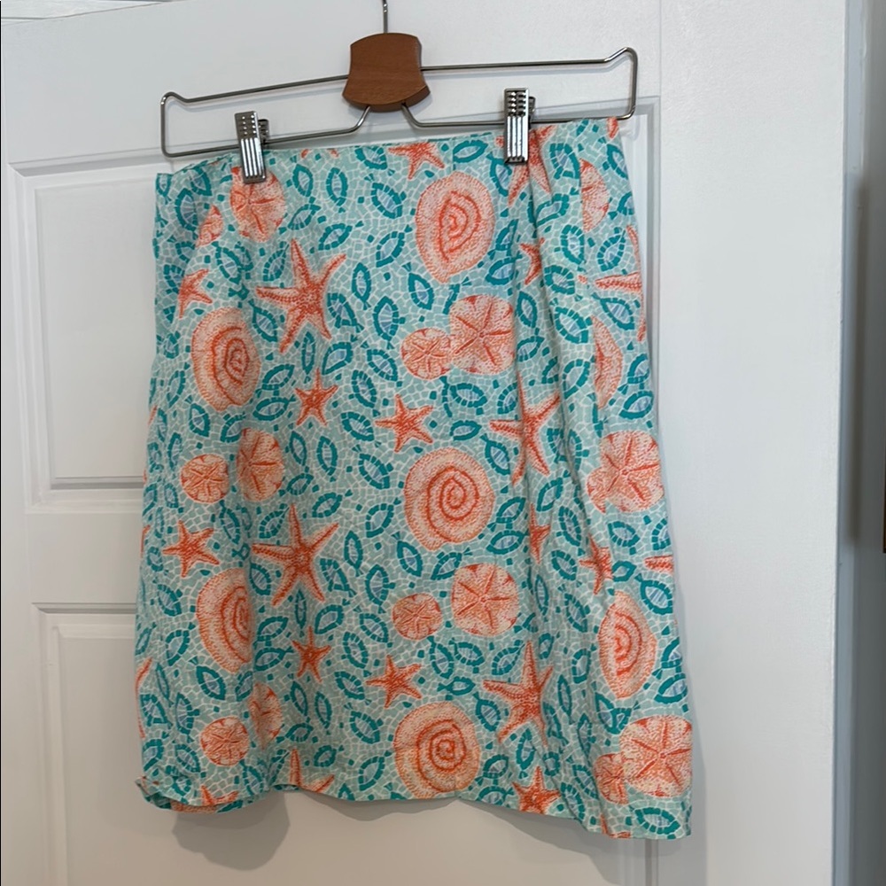 Lilly Pulitzer Sea Shell Print A-Line Skirt in Teal and Coral